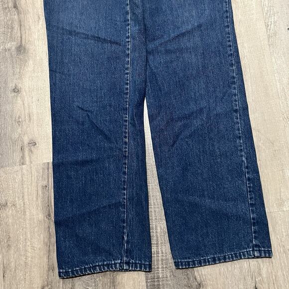 VTG 70s/80s Women's Dark Wash Straight Leg Denim Snap Western USA Jeans 15/16 - Picture 4 of 6